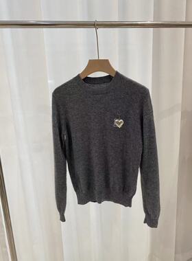 灰色圆领羊绒衫    仅此一件
