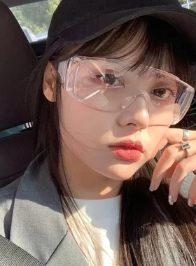 凹造型大框眼镜太阳镜男女防尘防飞溅护目镜个性眼镜透明炫酷潮