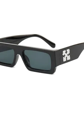 炫酷太阳镜框架新款眼镜方框配饰小脸墨镜欧美光身2021雪花黑色