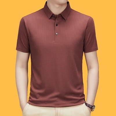 冰丝短袖男T恤Polo衫夏季2025新款潮流高端翻领修身半袖百搭休闲