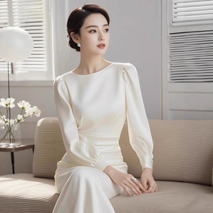 2026正式场合气质名媛女神范高级感端庄大气超好看粉色收腰连衣裙