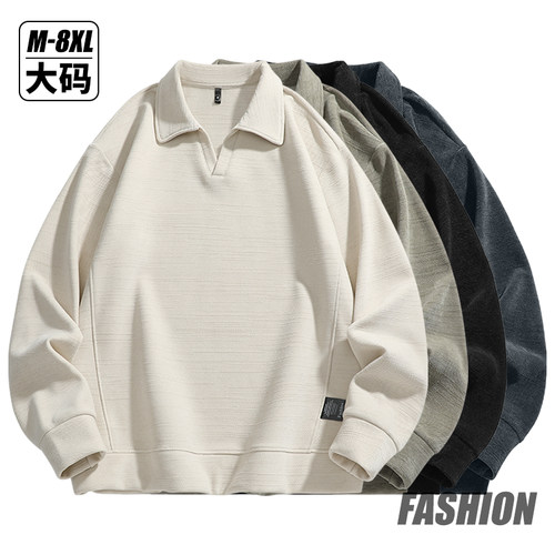 大码男时尚潮流卫衣复古小V翻领