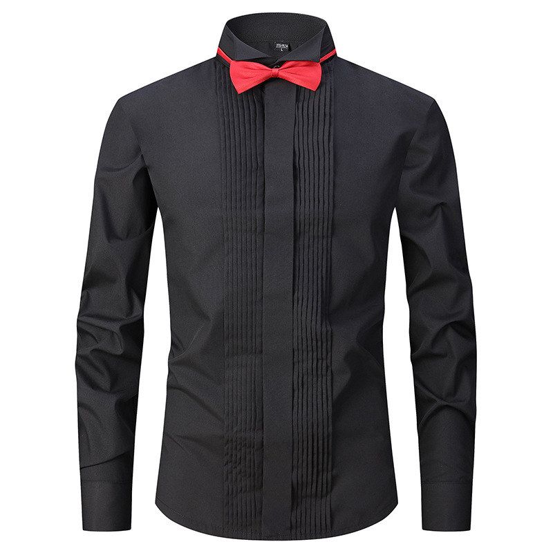 Dress ShirtMen Wingtip Formal RedBlack Bow Tie Party Wedding - 实物图