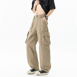 Men Loose Relaxed Functional Cargo Flap Pockets Pants Washed