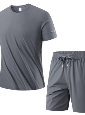 Quick Dry Athletic Set short sleeve Top+Shorts Gym Tracksuit