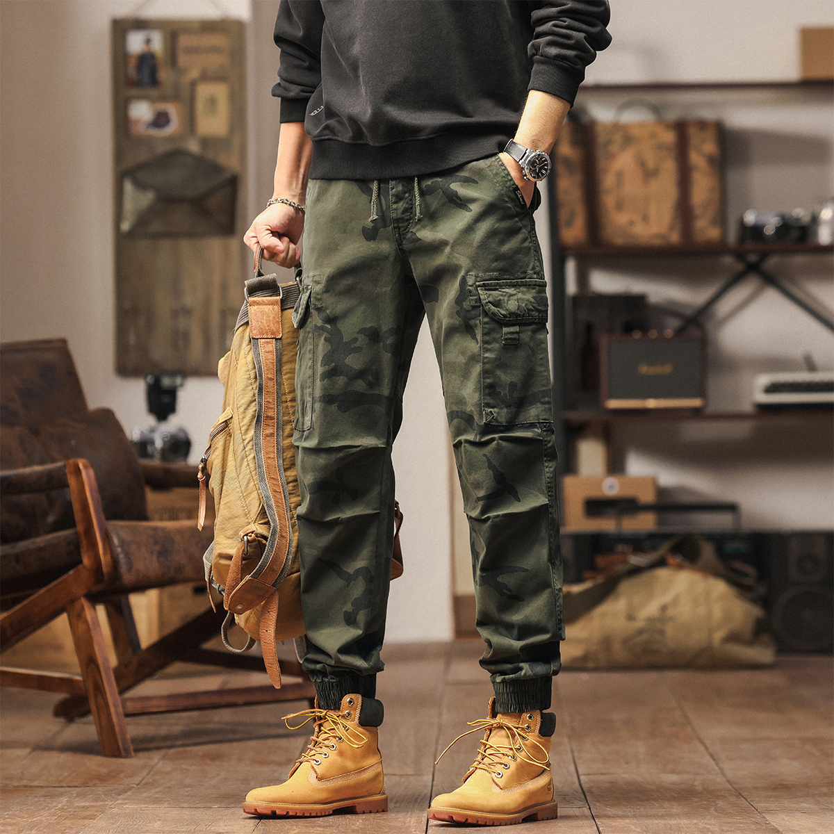 迷彩工装裤男户外大码宽松休闲裤