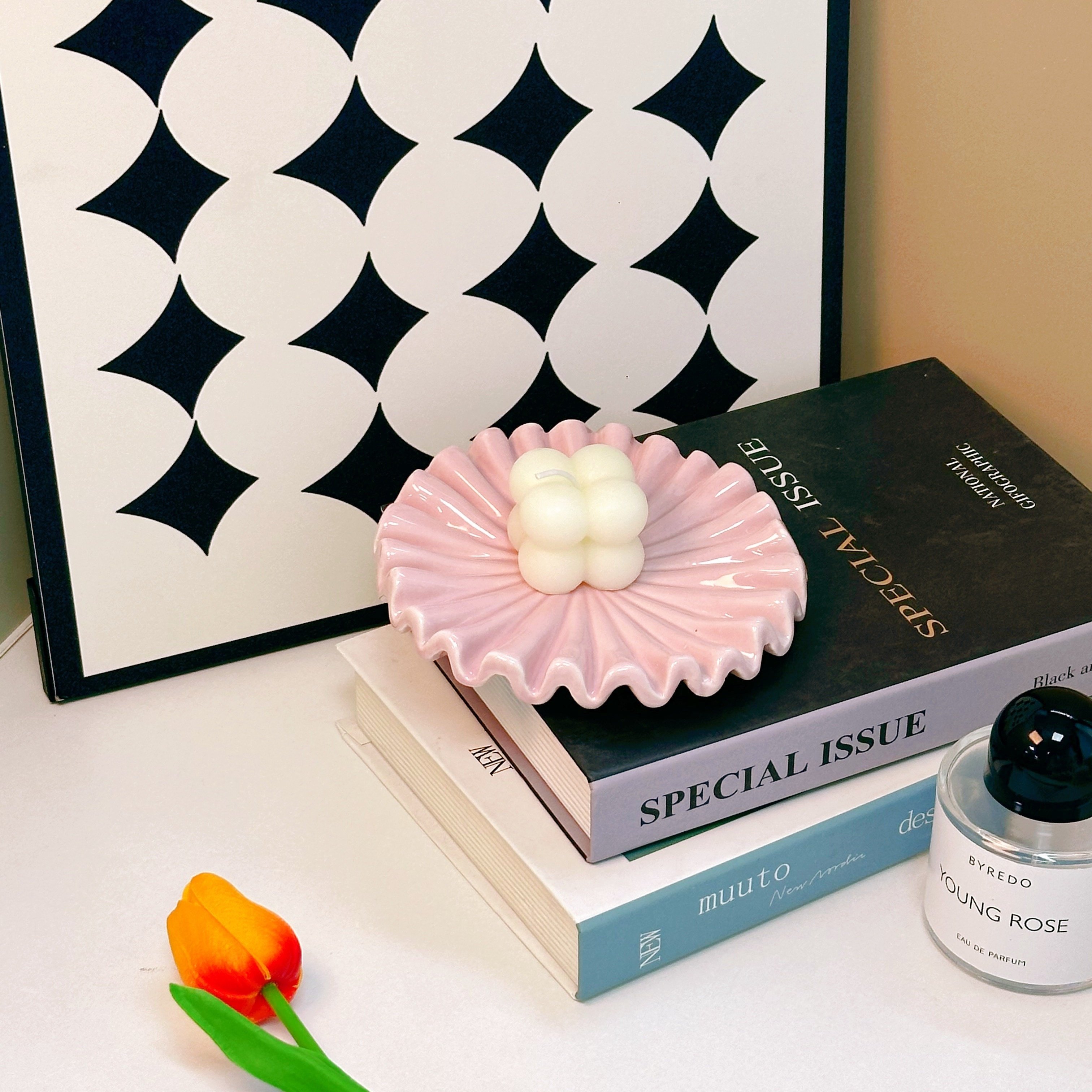 ins风女生房间卧室内床头柜梳妆台浴室香薰蜡烛托盘装饰品小摆件,家居饰品,香薰托盘,淘宝优惠券,粉丝福利购,淘宝优惠卷