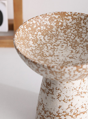 侘寂风艺术装饰品白色泼墨高足托盘酒店民宿创意摆件多功能桌面上