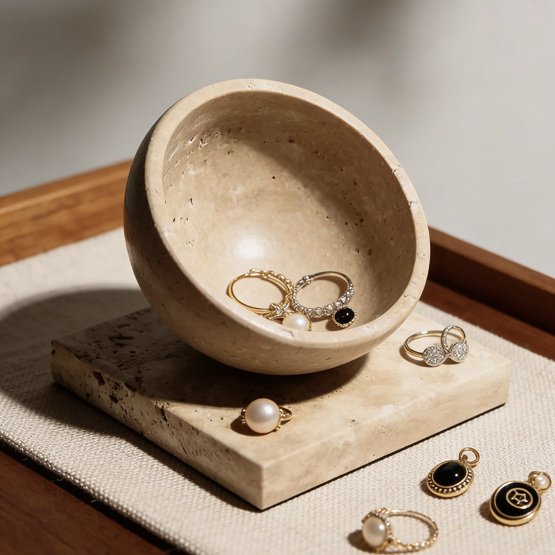 高级感小众首饰托盘女生房间卧室内床头柜装饰摆放样板房展厅盘子,家居饰品,香薰托盘,淘宝优惠券,粉丝福利购,淘宝优惠卷