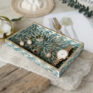 侘寂风首饰收纳盘高级感小众轻奢精致玄关桌面托盘梳妆台收纳盒子