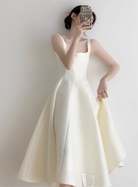 吊带裙法式礼服订婚裙