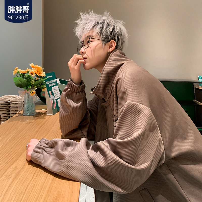 胖胖哥翻领春秋季宽松夹克