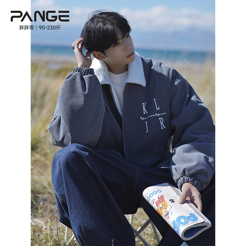 胖胖哥港风冬季灯芯绒保暖棉衣