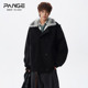 胖胖哥拆卸毛领加棉毛呢大衣男春季 加厚宽松大码 设计感风衣外套潮