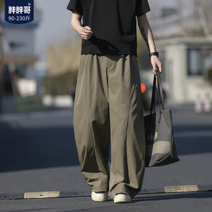 弯刀裤 休闲长裤 男春季 宽松设计直筒阔腿裤 百搭大码 胖胖哥日系工装