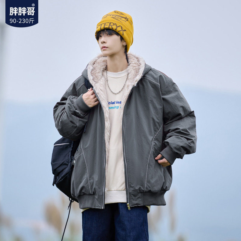 胖胖哥大毛领座山雕羽绒服男冬季90%白鸭绒大码宽松加绒美式外套