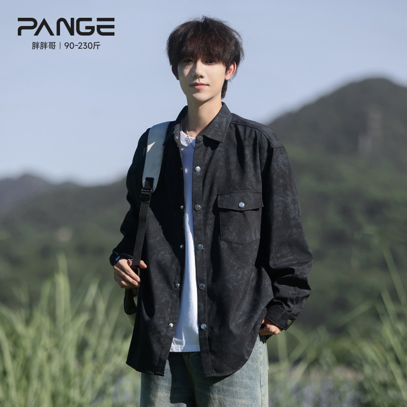 胖胖哥秋季工装痞帅风长袖衬衫