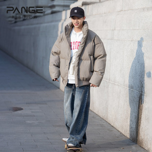 高街痞帅棉服男款 面包服美式 潮重磅大码 胖胖哥PU皮立领棉衣男冬季