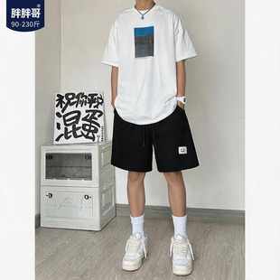 胖胖哥美式冰丝速干休闲短裤男款夏季薄款高级感大码宽松五分中裤