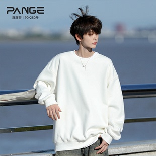 外套 男装 胖胖哥港风圆领卫衣男生秋季 复古宽松潮流上衣胖子大码