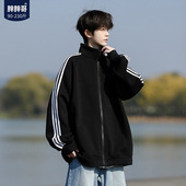 加肥加大上衣 cleanfit宽松大码 胖胖哥休闲条纹夹克外套男新款 美式