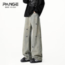 宽松独特设计感长裤 胖胖哥腊肠狗刺绣牛仔裤 直筒大码 秋季 子潮 男款