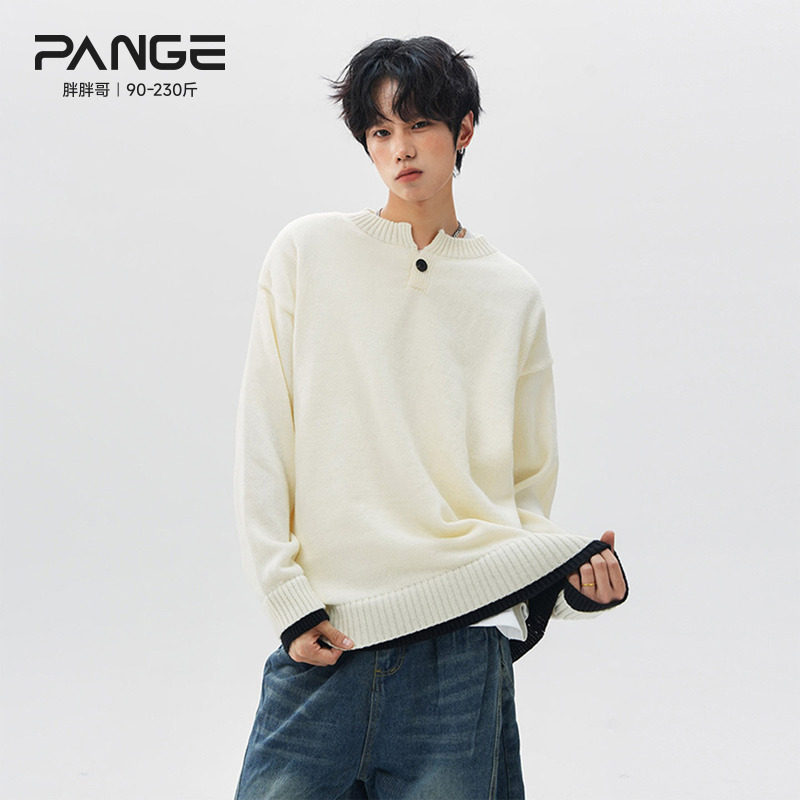 胖胖哥美式假两件圆领毛衣男冬季潮流大码宽松保暖针织打底衫上衣,男装,针织衫/毛衣,淘宝优惠券,粉丝福利购,淘宝优惠卷