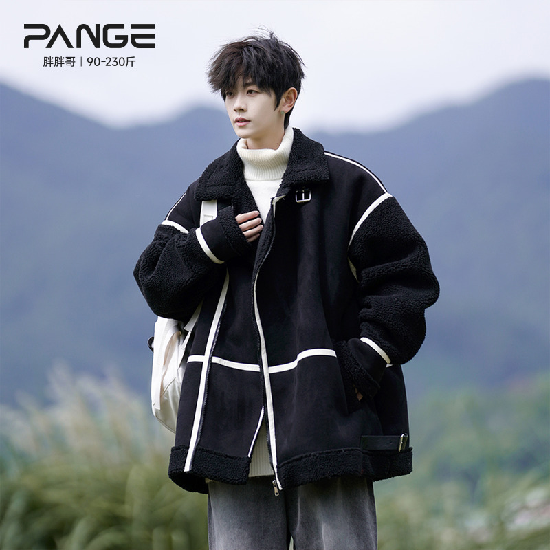 胖胖哥羊羔绒棉衣大码宽松棉服保暖男冬季新款加厚男生冬装外套