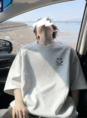 胖胖哥美式笑脸大码宽松短袖T恤