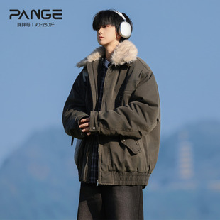 胖胖哥美式毛领牛仔棉服男款冬季新款大码宽松机能复古棉衣外套潮