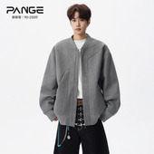 胖胖哥美式 解构拼接毛呢外套男冬季 加棉休闲复古棒球服棉衣夹克