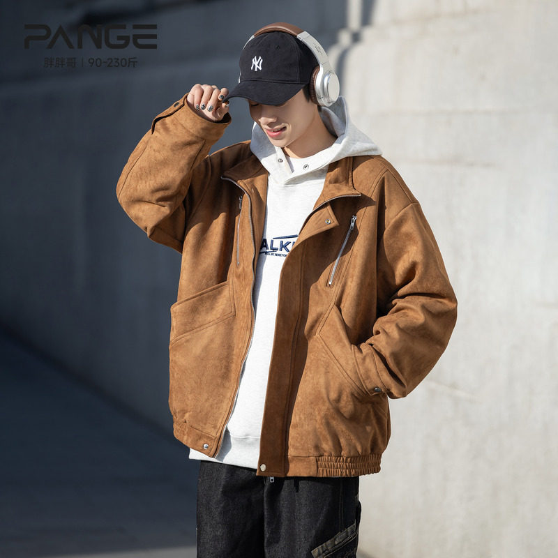 胖胖哥美拉德飞行夹克男款秋季大码高街潮牌外套复古vibe上衣男款