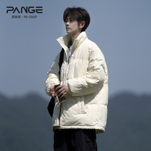 胖胖哥韩系立领羽绒服男冬季美式大码宽松加厚保暖纯色男生外套潮