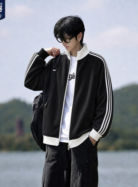 灯芯绒撞色拼接夹克外套男款