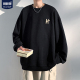 圆领卫衣男士 潮牌大码 款 新款 加绒宽松胖子oversize外套 春季 美式