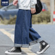 子休闲长裤 日系阔腿深蓝色牛仔裤 拖地裤 潮牌直筒宽松大码 男春季