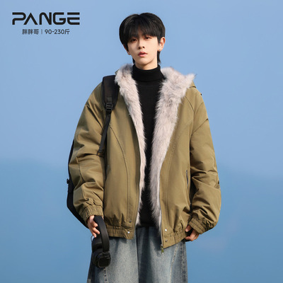 胖胖哥重磅座山雕毛领棉服男冬季大码宽松加厚保暖男士外套男款潮