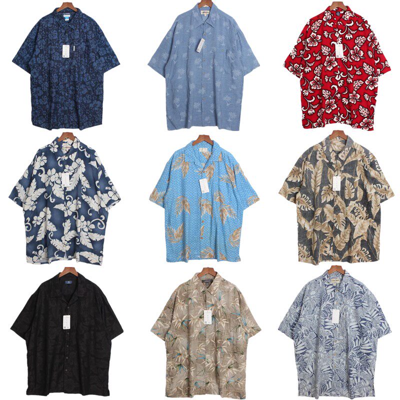 vintage古着美国制夏威夷Hawaii街头宽松嘻哈短袖男女花衬衫 A12