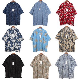 vintage古着美国制夏威夷Hawaii街头宽松嘻哈短袖男女花衬衫 A12