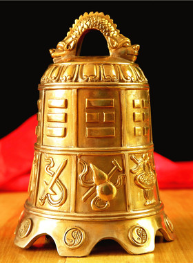 纯铜八仙法器寺庙铜钟摆件