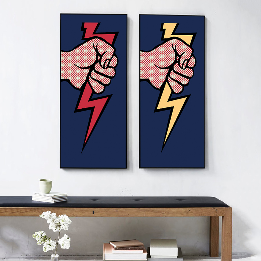 Roy lichtenstein pop 闪电波普艺术 现代装饰画 家居 海报可定制