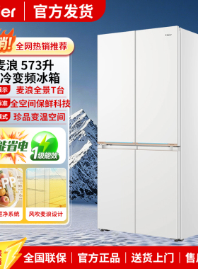 海尔BCD-573WGHTD1BYAU1十字门双系统超薄零嵌入式四门麦浪冰箱