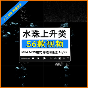 视频素材水下气泡小水珠上升冒泡泡动态效果mov带透明通道pr/ae