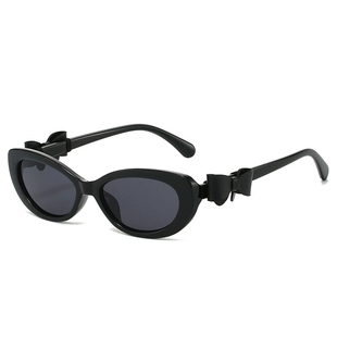 韩系小香风猫眼时髦墨镜女方圆脸高级感防紫外线时尚 蝴蝶结太阳镜