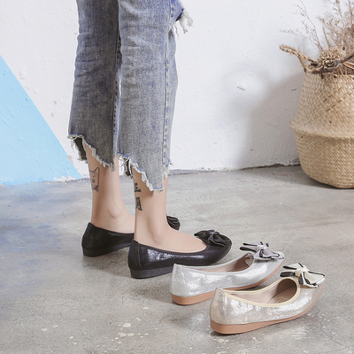 春季时尚风百搭小码水钻平底单鞋