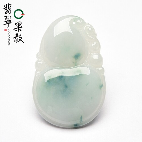 HT2090果敢翡翠 飘花翡翠葫芦挂件玉坠缅甸A货玉石福禄未艾吊坠