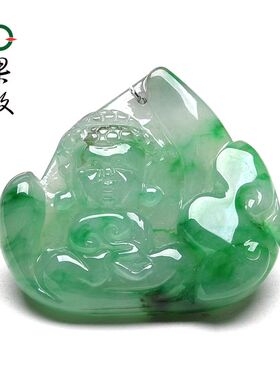 X26683果敢翡翠 飘绿翡翠宝宝佛玉牌挂件玉坠缅甸A货玉石吊坠