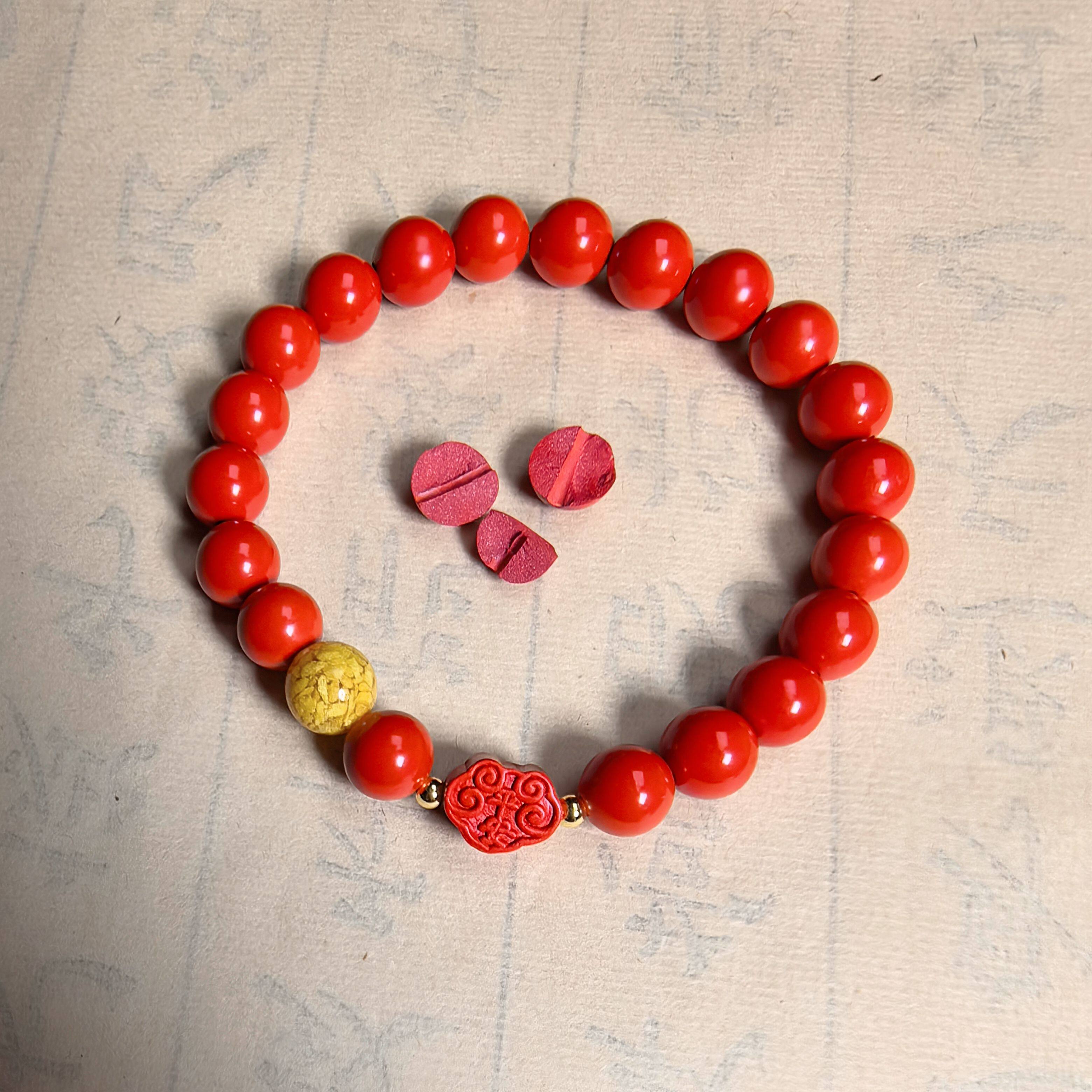 高纯度正品天然朱砂手串特级帝王紫金红砂原矿转运珠手链护身平安