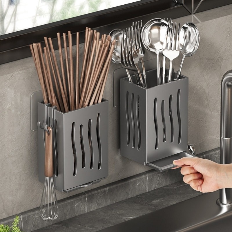 筷子收纳盒壁挂式筷笼厨房筷子笼家用沥水勺子筷子筒筷子篓置物架,餐饮具,餐具笼/架,淘宝优惠券,粉丝福利购,淘宝优惠卷