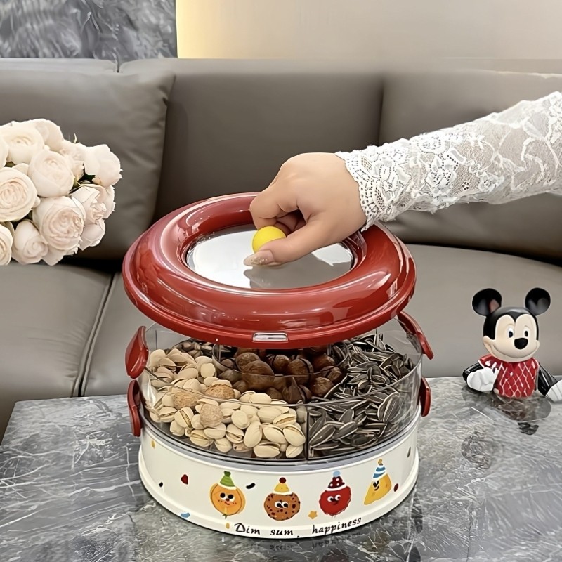 高颜值干果盘瓜子坚果盘分格水果盘可旋转茶几零食盘糖果盒收纳盒,餐饮具,果盆/果盘/果篮,淘宝优惠券,粉丝福利购,淘宝优惠卷